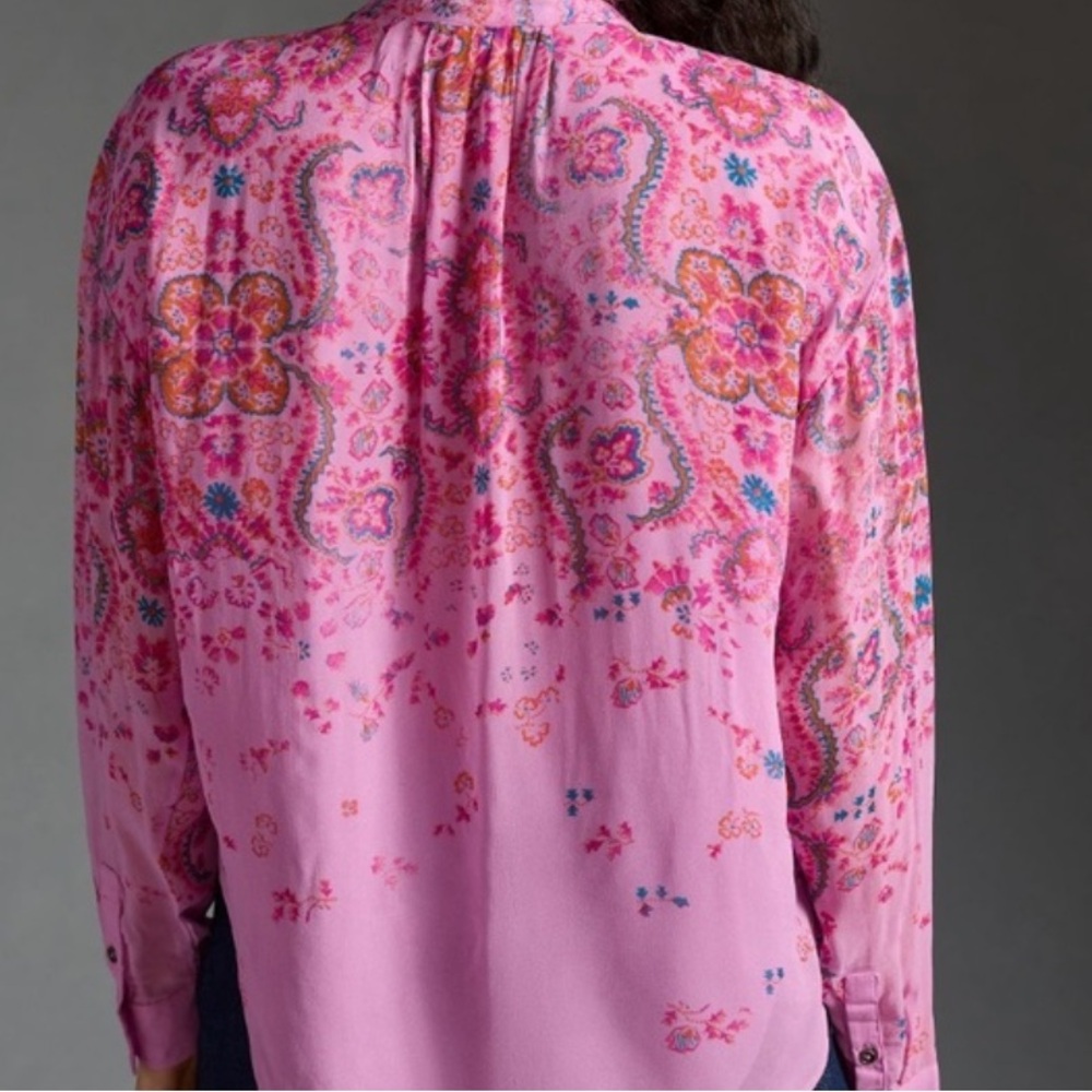 Anthropologie/Pilcro TAVI BUTTONDOWN BLOUSE IN PINK - Sz. L - Picture 4 of 14